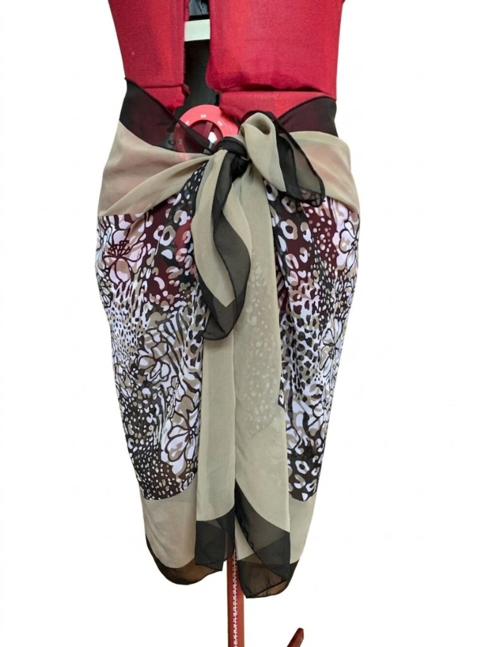 SWYM - Animal Print Sheer Sarong Wrap Resort Wear Beach Cover Up - Skirt Sz 14